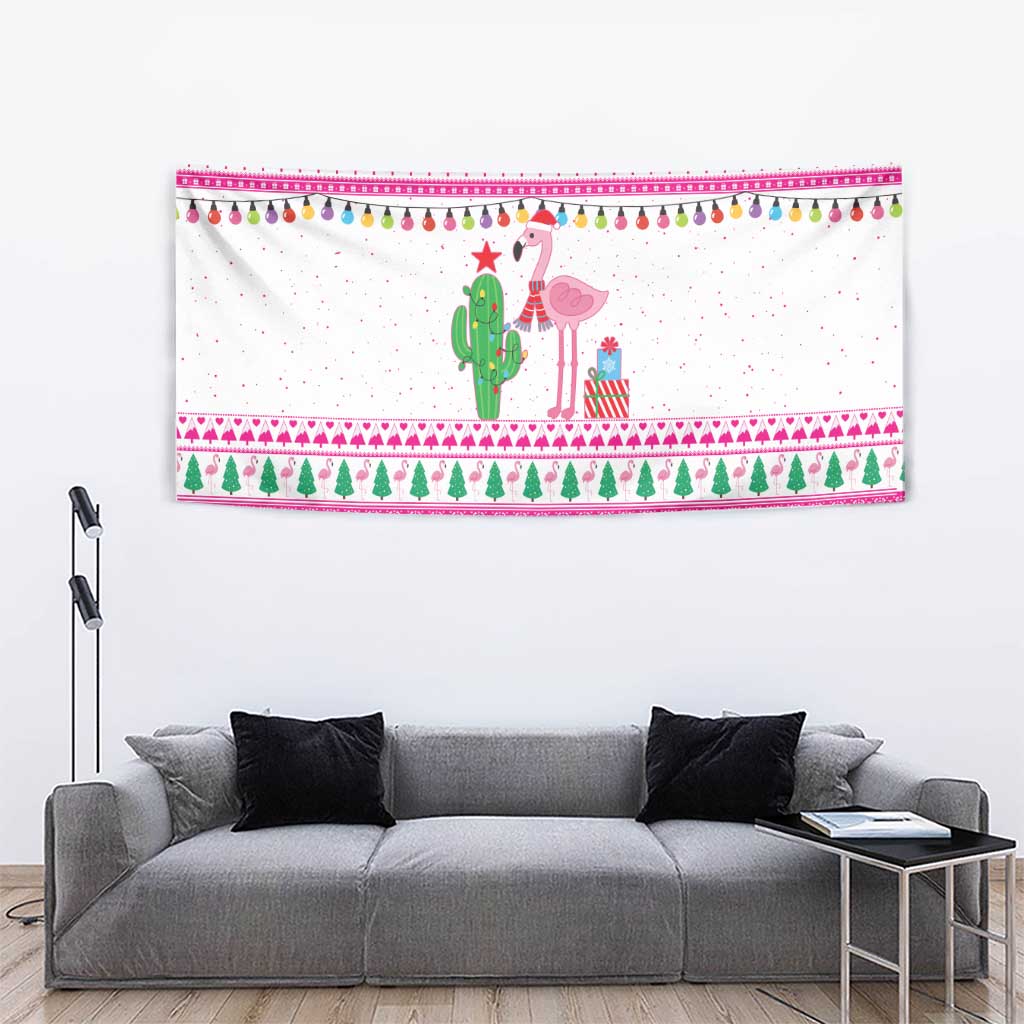 Pink Flamingo Christmas Tapestry Xmas Holiday Patterns - Wonder Print Shop