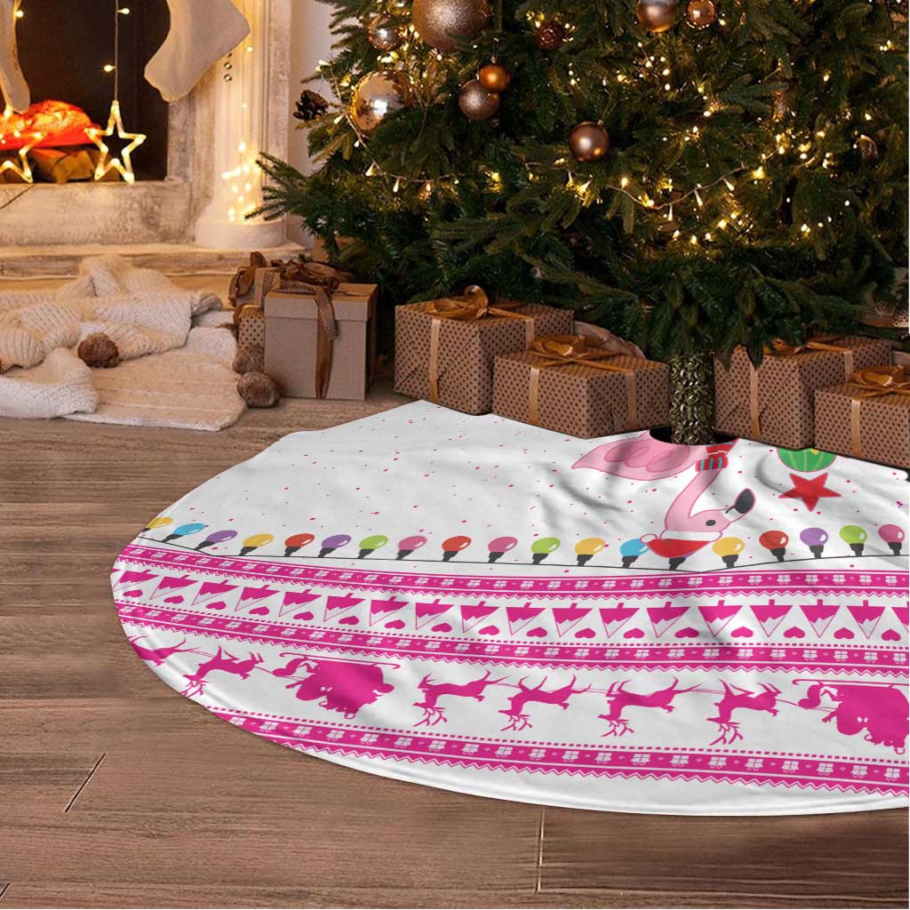 Pink Flamingo Christmas Tree Skirt Xmas Holiday Patterns - Wonder Print Shop