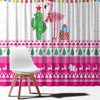 Pink Flamingo Christmas Window Curtain Xmas Holiday Patterns - Wonder Print Shop
