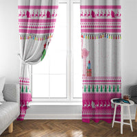 Pink Flamingo Christmas Window Curtain Xmas Holiday Patterns - Wonder Print Shop