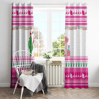 Pink Flamingo Christmas Window Curtain Xmas Holiday Patterns - Wonder Print Shop