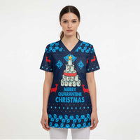 Merry Quarantine Christmas Scrub Top Xmas Holiday Patterns - Wonder Print Shop