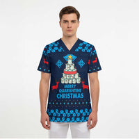 Merry Quarantine Christmas Scrub Top Xmas Holiday Patterns - Wonder Print Shop