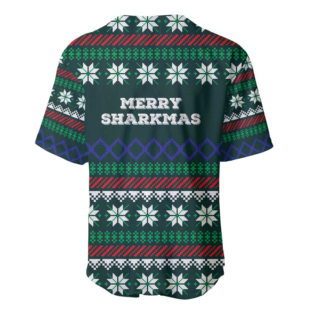 Merry Sharkmas Christmas Baseball Jersey Xmas Holiday Patterns - Wonder Print Shop