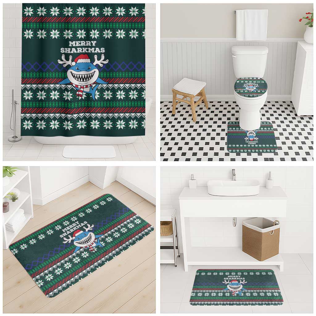 Merry Sharkmas Christmas Bathroom Set Xmas Holiday Patterns - Wonder Print Shop