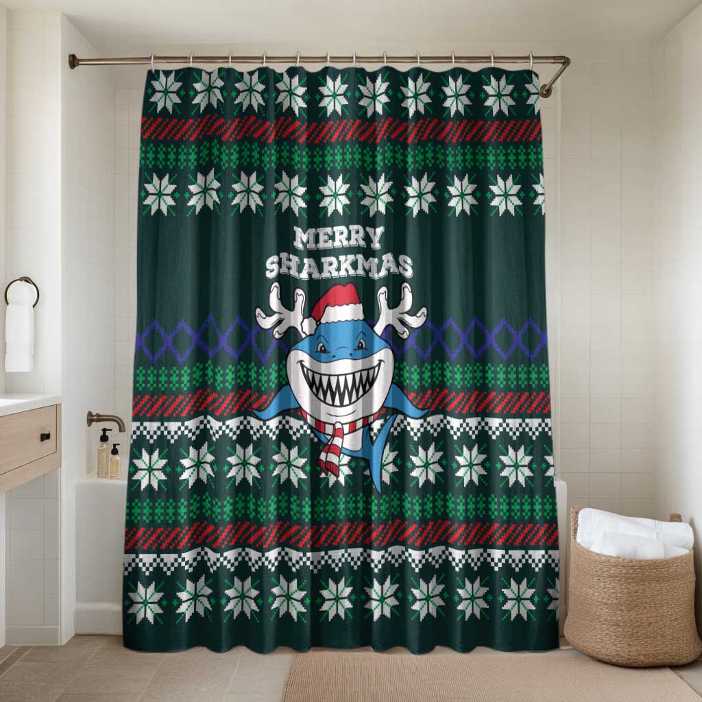 Merry Sharkmas Christmas Bathroom Set Xmas Holiday Patterns - Wonder Print Shop