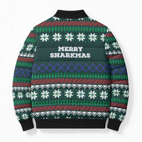 Merry Sharkmas Christmas Bomber Puffer Jacket Xmas Holiday Patterns - Wonder Print Shop