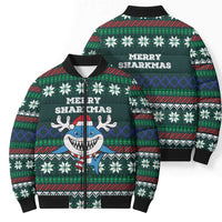 Merry Sharkmas Christmas Bomber Puffer Jacket Xmas Holiday Patterns - Wonder Print Shop