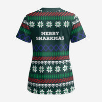 Merry Sharkmas Christmas Scrub Top Xmas Holiday Patterns - Wonder Print Shop