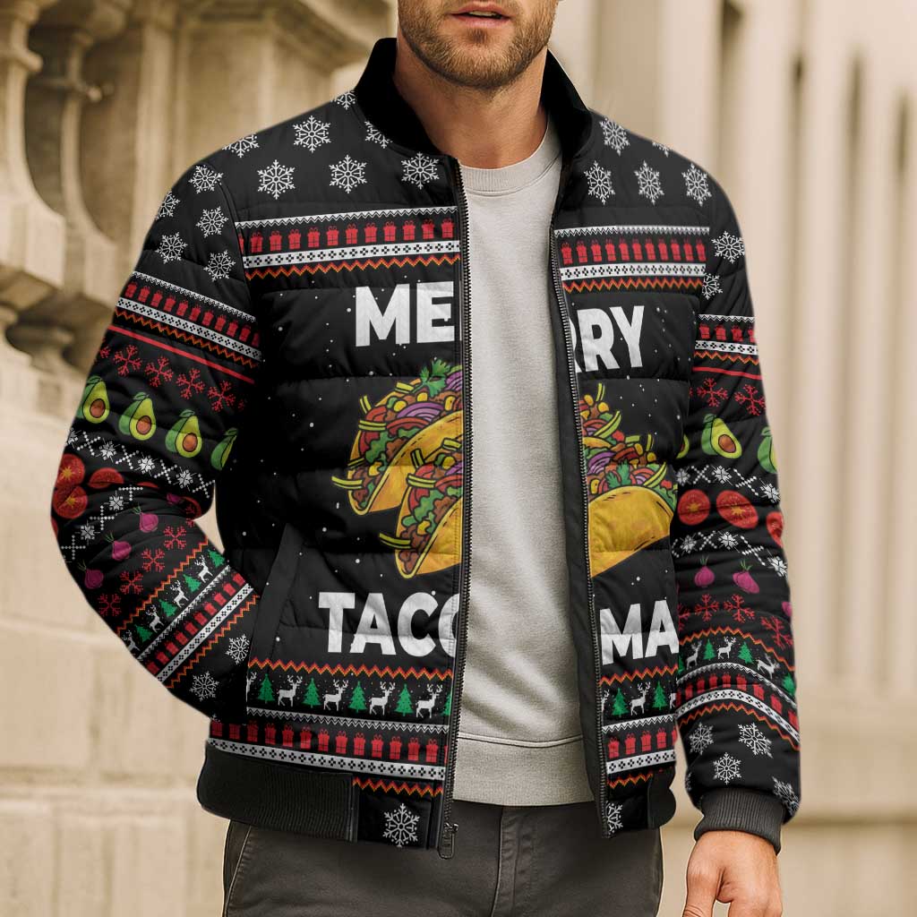 Merry Tacomas Christmas Bomber Puffer Jacket Xmas Holiday Patterns - Wonder Print Shop