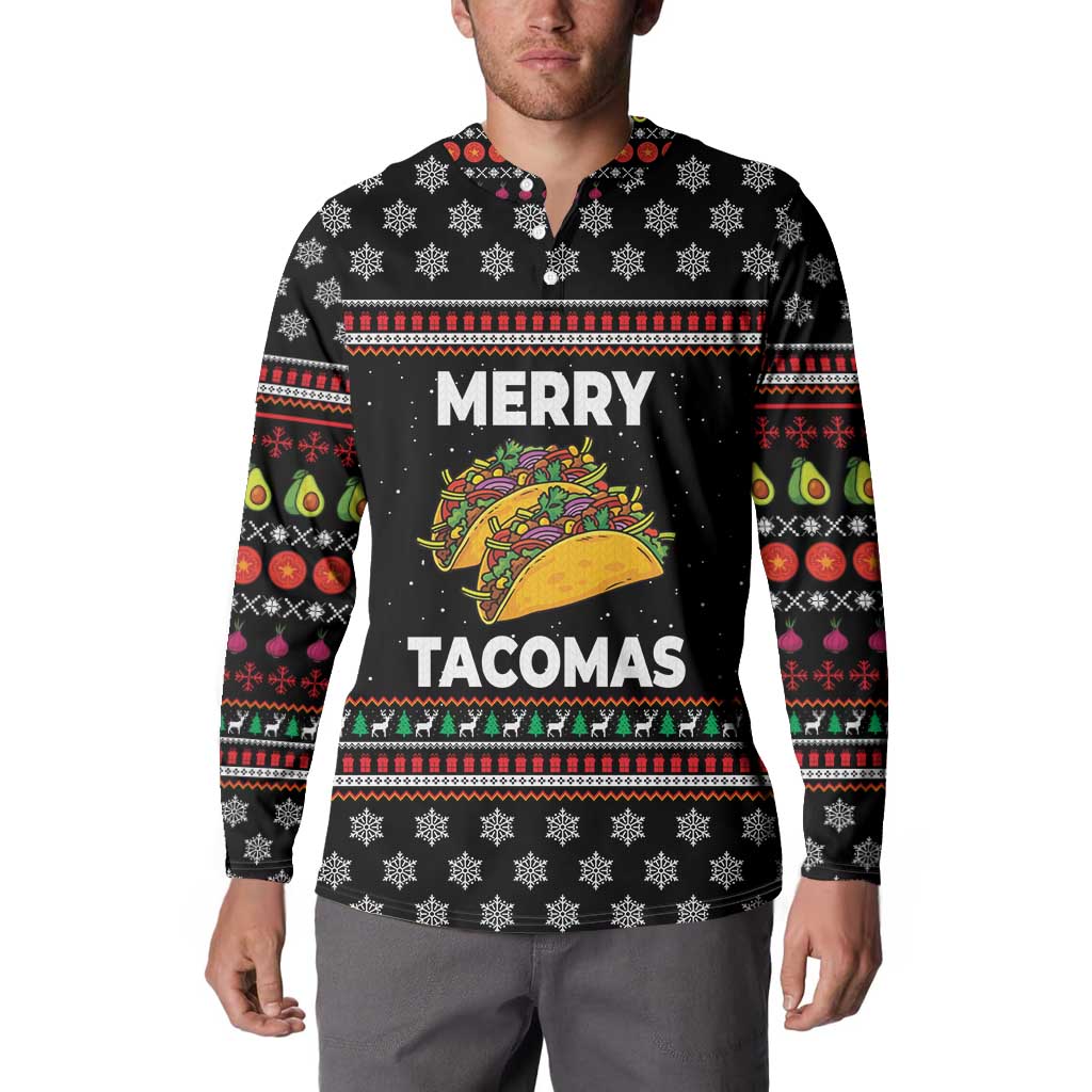 Merry Tacomas Christmas Button Sweatshirt Xmas Holiday Patterns - Wonder Print Shop
