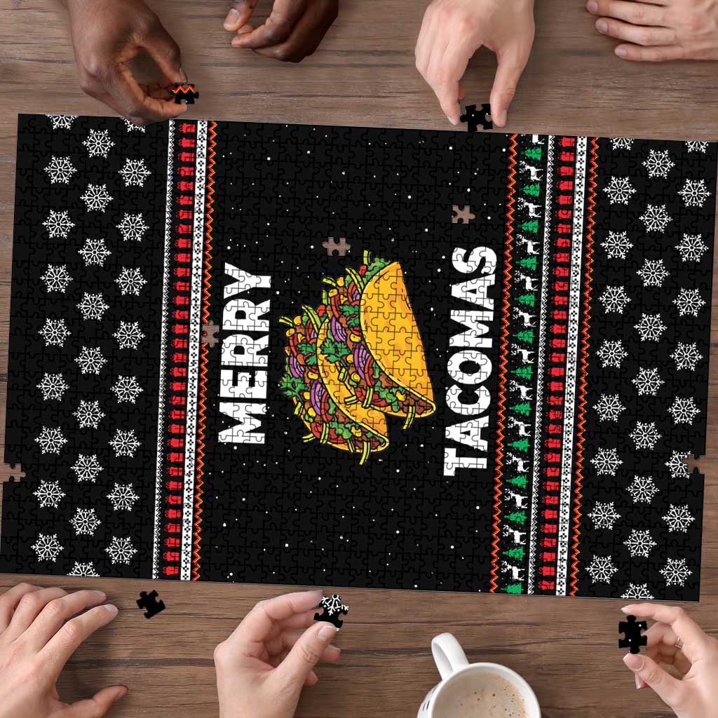 Merry Tacomas Christmas Puzzle Xmas Holiday Patterns - Wonder Print Shop