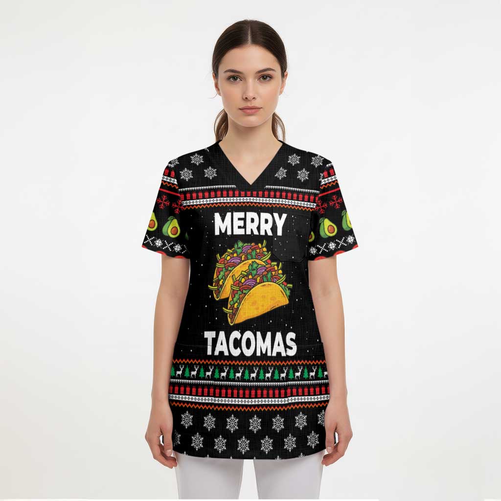 Merry Tacomas Christmas Scrub Top Xmas Holiday Patterns - Wonder Print Shop