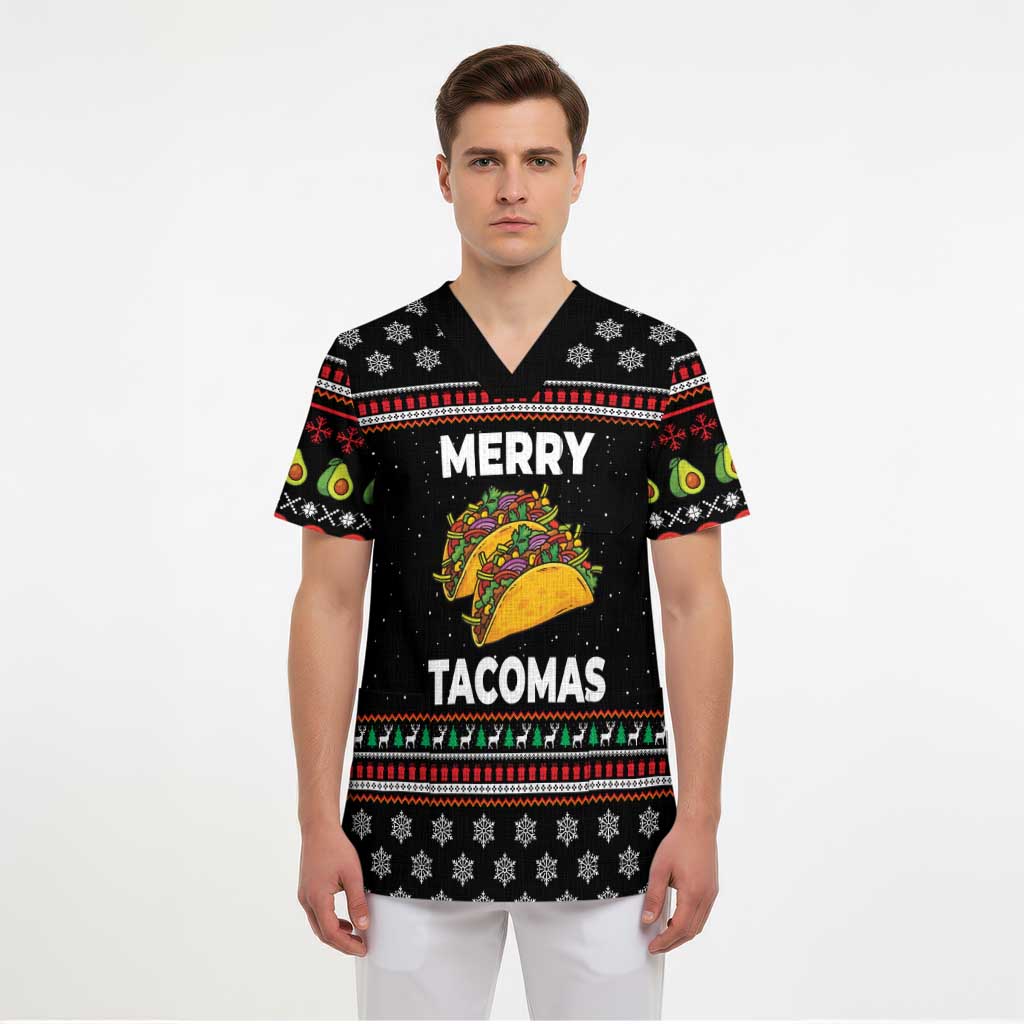 Merry Tacomas Christmas Scrub Top Xmas Holiday Patterns - Wonder Print Shop