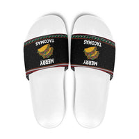 Merry Tacomas Christmas Slide Sandals Xmas Holiday Patterns - Wonder Print Shop