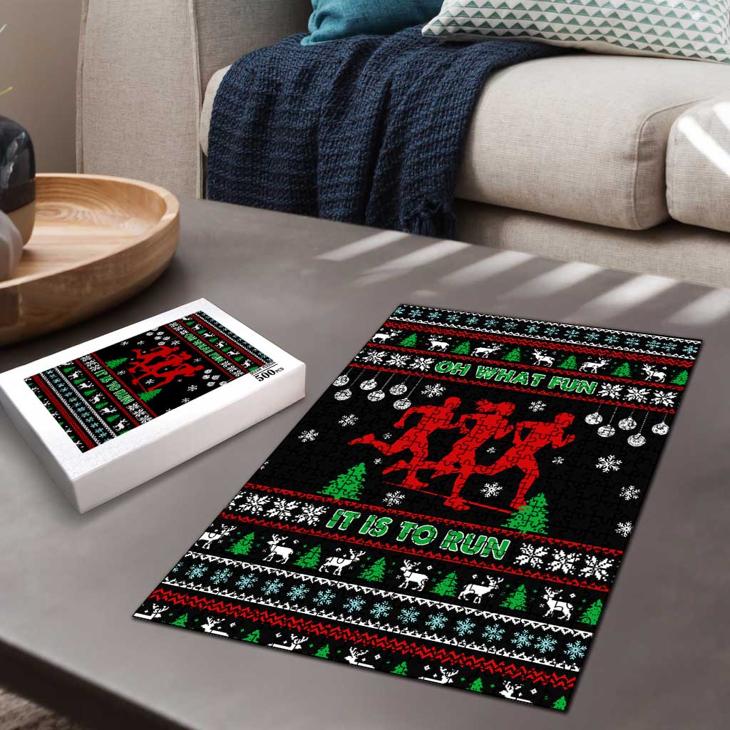 Running Oh What Fun Christmas Puzzle Xmas Holiday Patterns - Wonder Print Shop