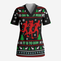 Running Oh What Fun Christmas Scrub Top Xmas Holiday Patterns - Wonder Print Shop