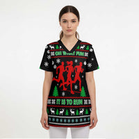 Running Oh What Fun Christmas Scrub Top Xmas Holiday Patterns - Wonder Print Shop