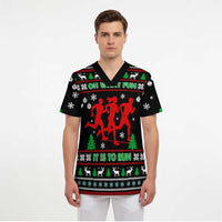 Running Oh What Fun Christmas Scrub Top Xmas Holiday Patterns - Wonder Print Shop
