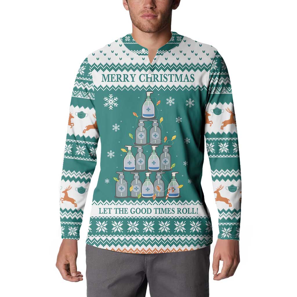 Sanitizer Merry Christmas Button Sweatshirt Xmas Holiday Patterns - Wonder Print Shop