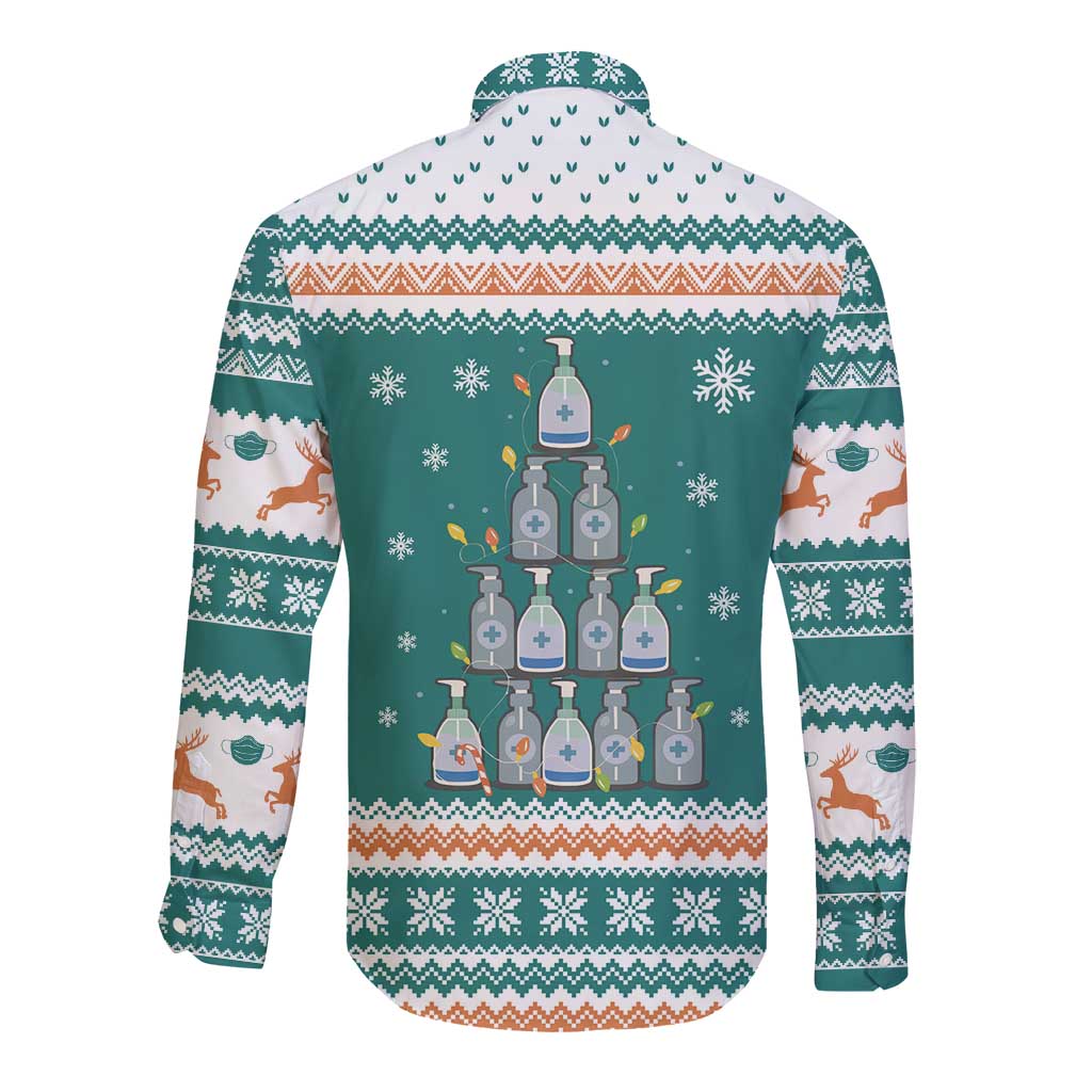 Sanitizer Merry Christmas Long Sleeve Button Shirt Xmas Holiday Patterns - Wonder Print Shop