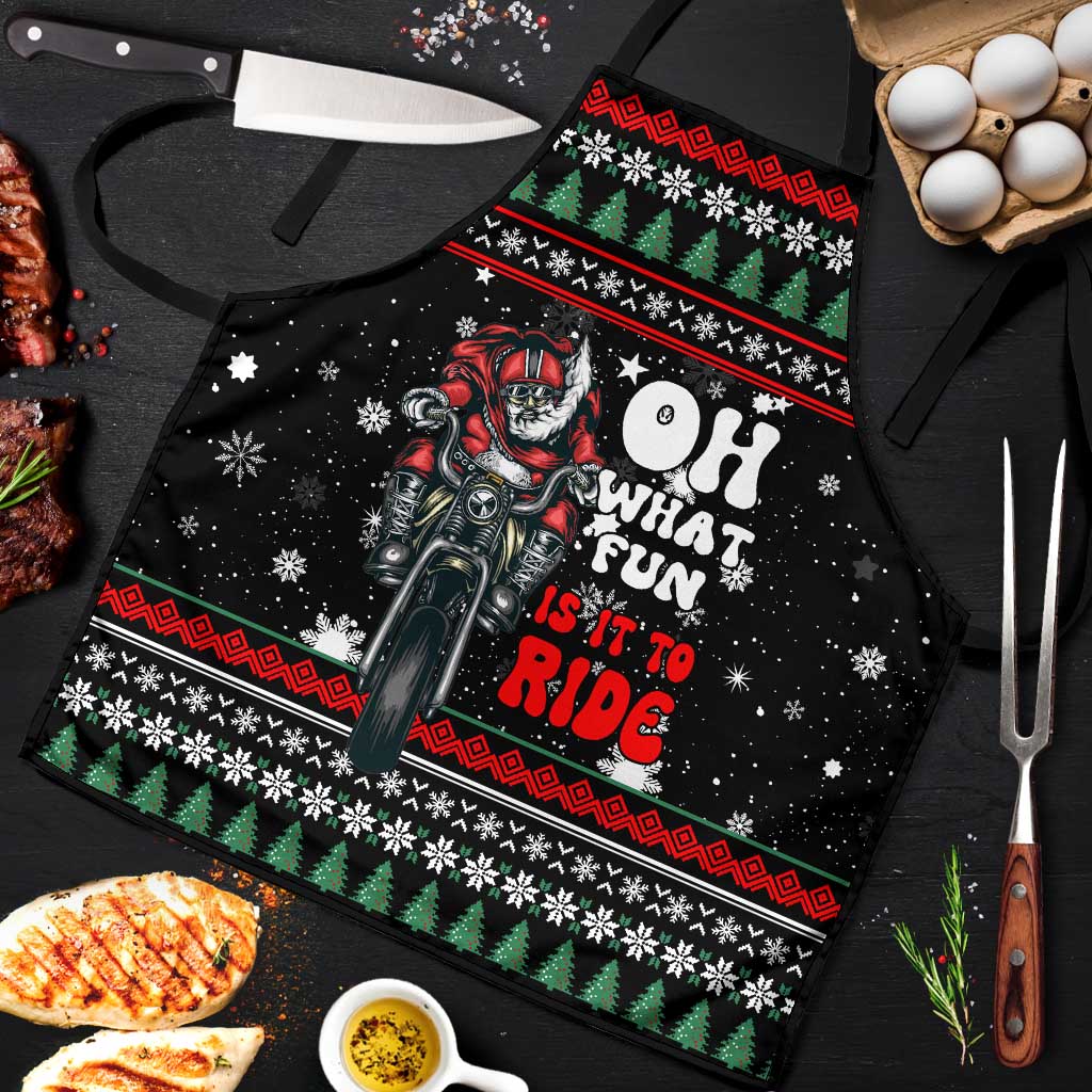 Santa And Motor Christmas Apron Xmas Holiday Patterns - Wonder Print Shop