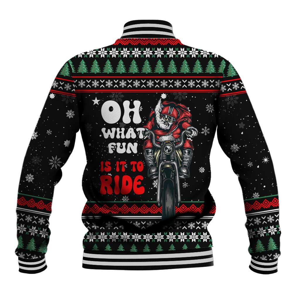 Santa And Motor Christmas Baseball Jacket Xmas Holiday Patterns - Wonder Print Shop