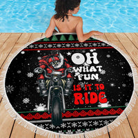Santa And Motor Christmas Beach Blanket Xmas Holiday Patterns - Wonder Print Shop
