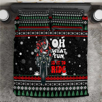 Santa And Motor Christmas Bedding Set Xmas Holiday Patterns - Wonder Print Shop