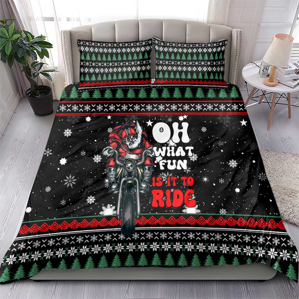 Santa And Motor Christmas Bedding Set Xmas Holiday Patterns - Wonder Print Shop