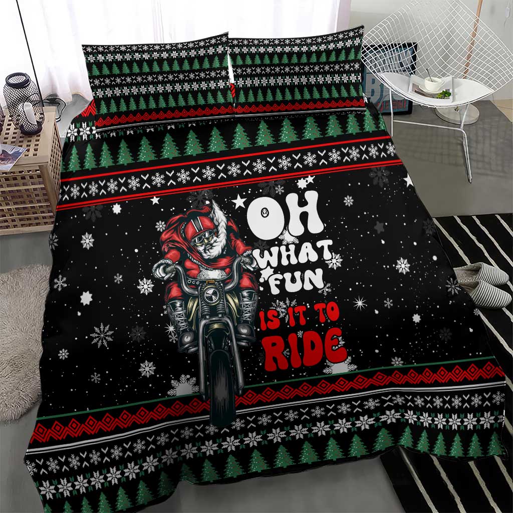 Santa And Motor Christmas Bedding Set Xmas Holiday Patterns - Wonder Print Shop