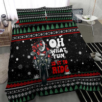 Santa And Motor Christmas Bedding Set Xmas Holiday Patterns - Wonder Print Shop