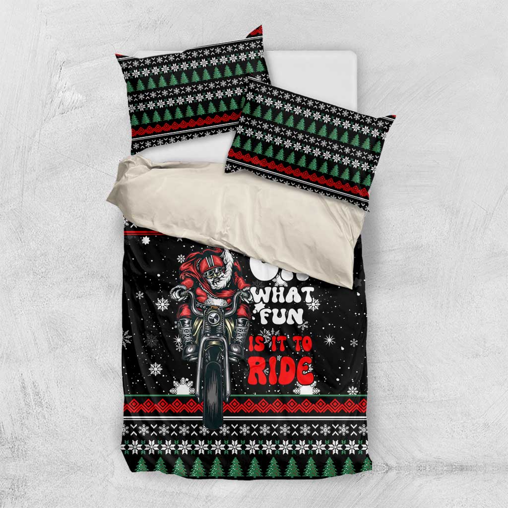 Santa And Motor Christmas Bedding Set Xmas Holiday Patterns - Wonder Print Shop