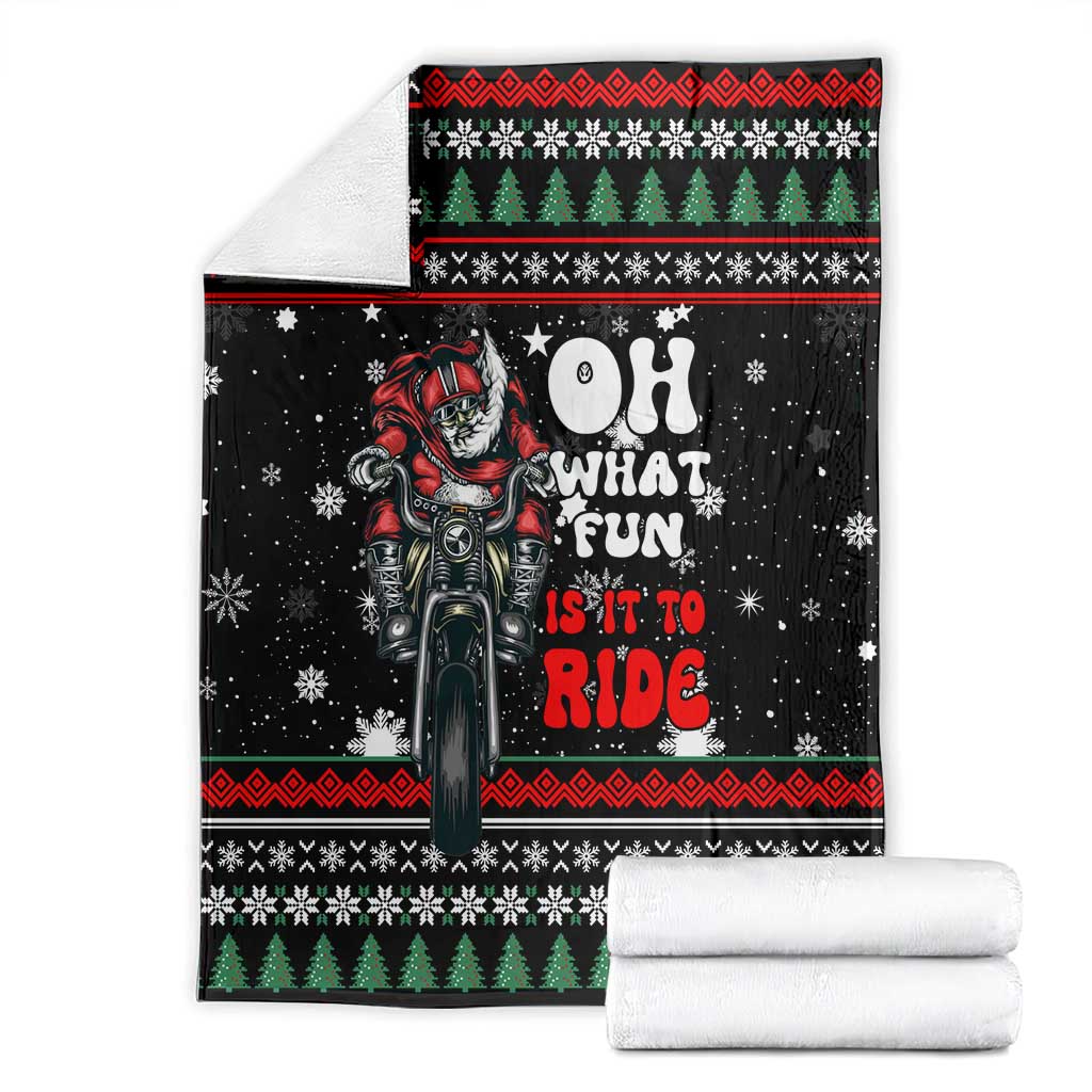 Santa And Motor Christmas Blanket Xmas Holiday Patterns - Wonder Print Shop