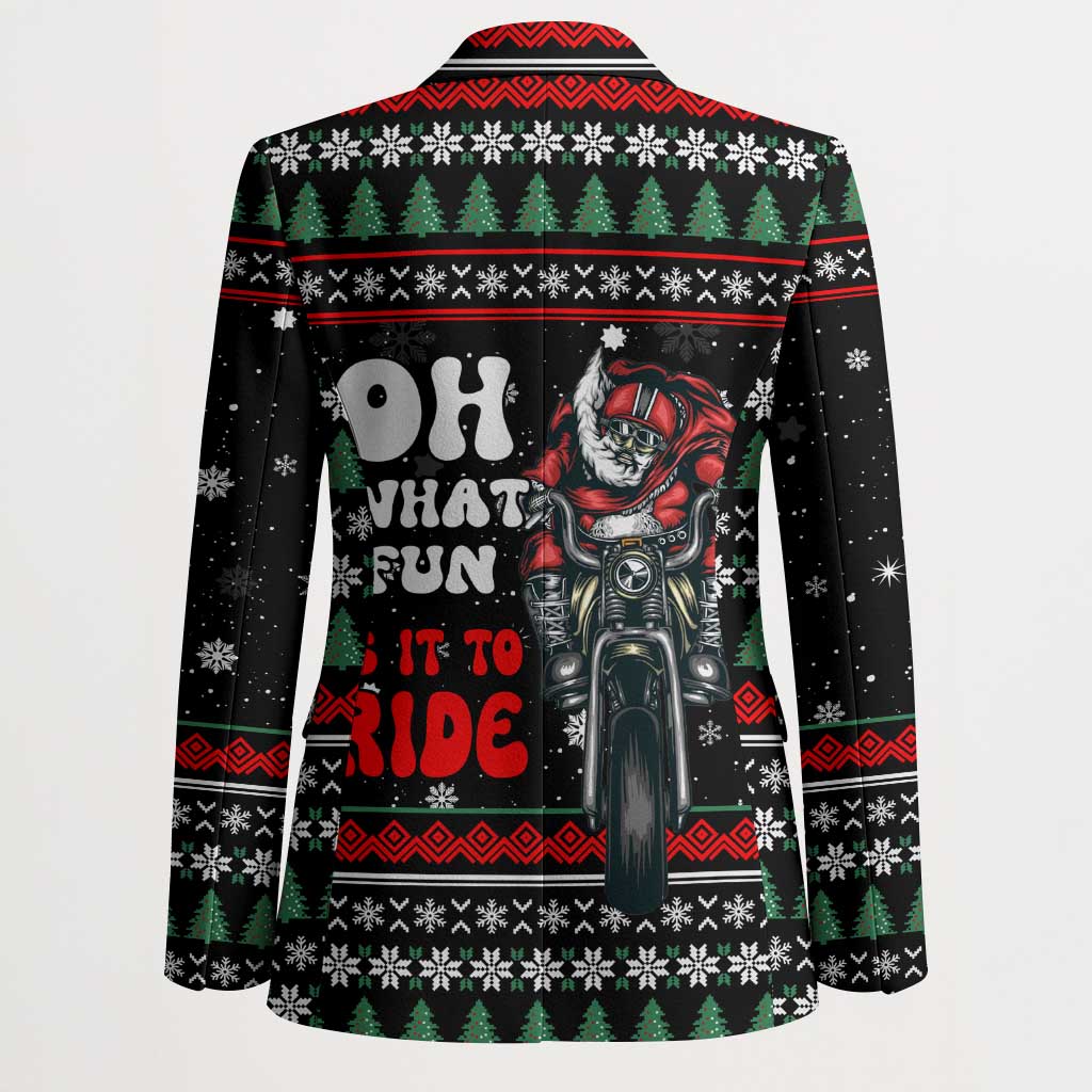 Santa And Motor Christmas Blazer Xmas Holiday Patterns - Wonder Print Shop
