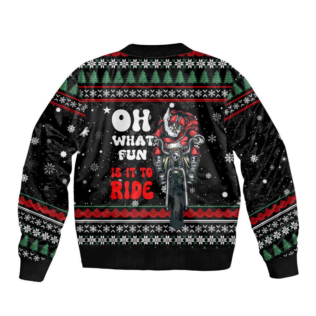 Santa And Motor Christmas Bomber Jacket Xmas Holiday Patterns - Wonder Print Shop