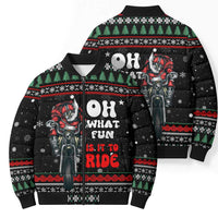 Santa And Motor Christmas Bomber Puffer Jacket Xmas Holiday Patterns - Wonder Print Shop