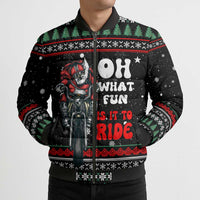 Santa And Motor Christmas Bomber Puffer Jacket Xmas Holiday Patterns - Wonder Print Shop