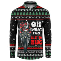 Santa And Motor Christmas Button Sweatshirt Xmas Holiday Patterns - Wonder Print Shop