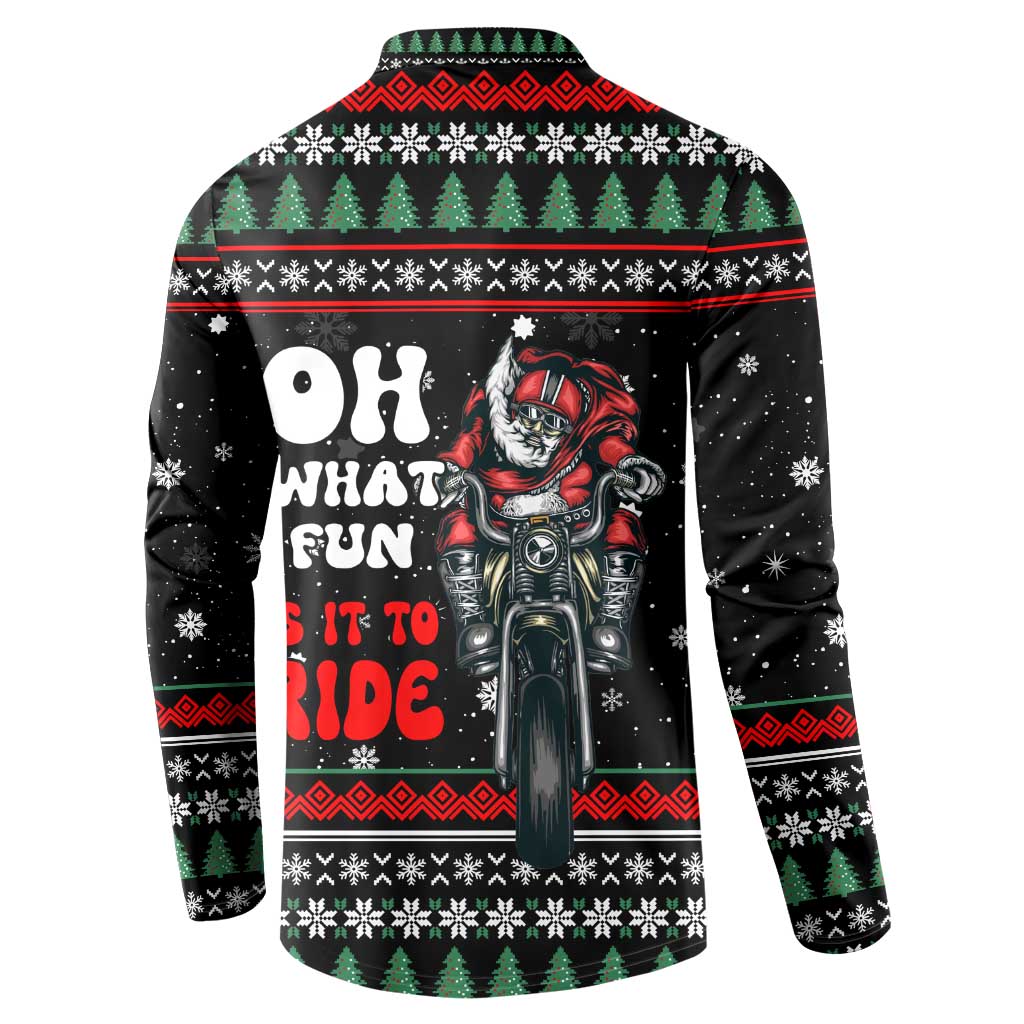 Santa And Motor Christmas Button Sweatshirt Xmas Holiday Patterns - Wonder Print Shop