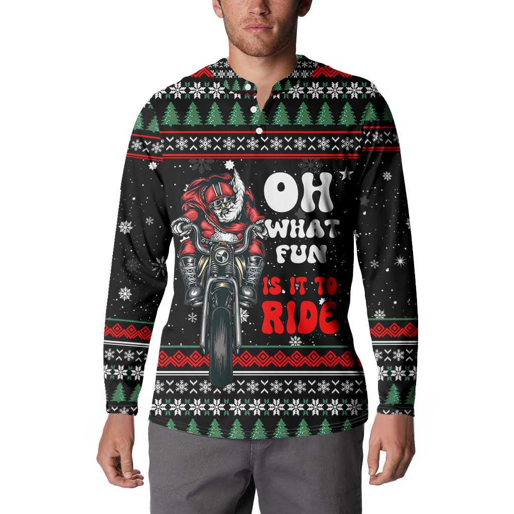 Santa And Motor Christmas Button Sweatshirt Xmas Holiday Patterns - Wonder Print Shop