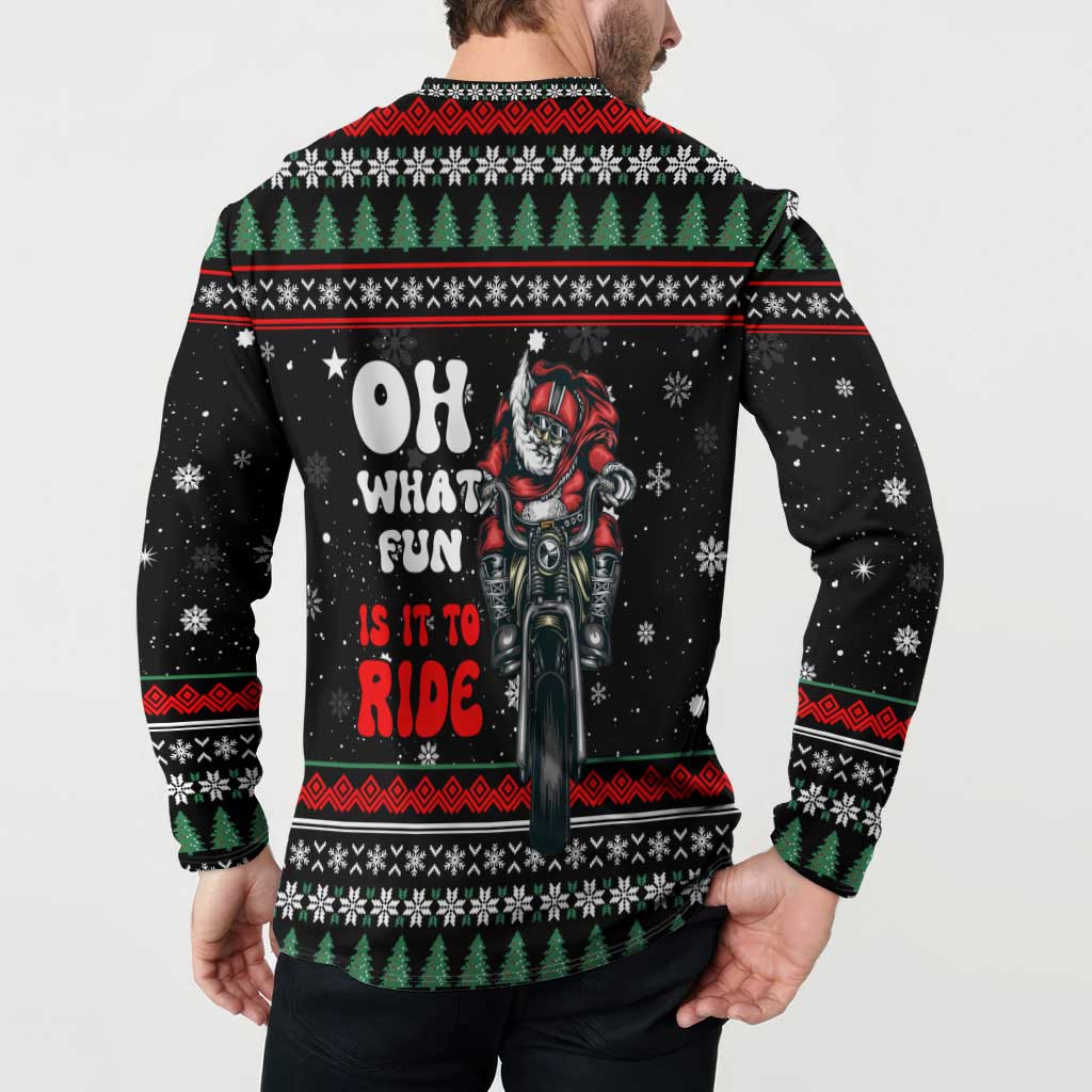 Santa And Motor Christmas Button Sweatshirt Xmas Holiday Patterns - Wonder Print Shop
