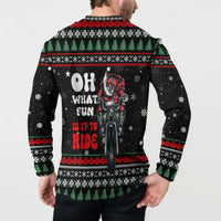 Santa And Motor Christmas Button Sweatshirt Xmas Holiday Patterns - Wonder Print Shop