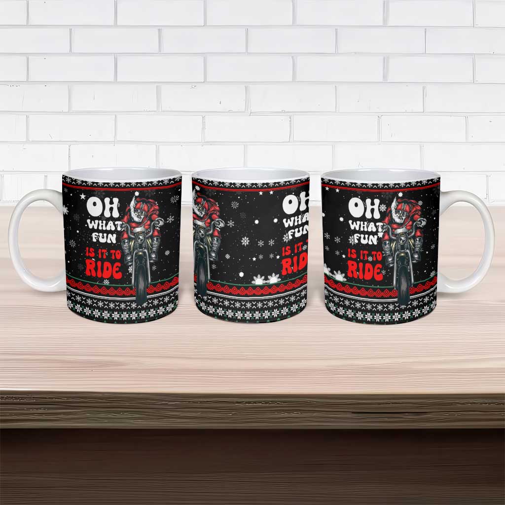 Santa And Motor Christmas Ceramic Mug Xmas Holiday Patterns - Wonder Print Shop