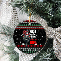 Santa And Motor Christmas Ceramic Ornament Xmas Holiday Patterns - Wonder Print Shop