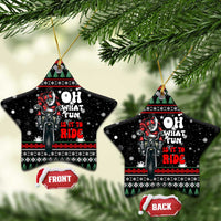 Santa And Motor Christmas Ceramic Ornament Xmas Holiday Patterns - Wonder Print Shop
