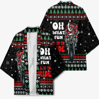 Santa And Motor Christmas Kimono Xmas Holiday Patterns - Wonder Print Shop
