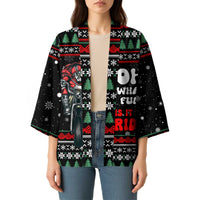 Santa And Motor Christmas Kimono Xmas Holiday Patterns - Wonder Print Shop