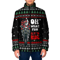 Santa And Motor Christmas Padded Jacket Xmas Holiday Patterns - Wonder Print Shop