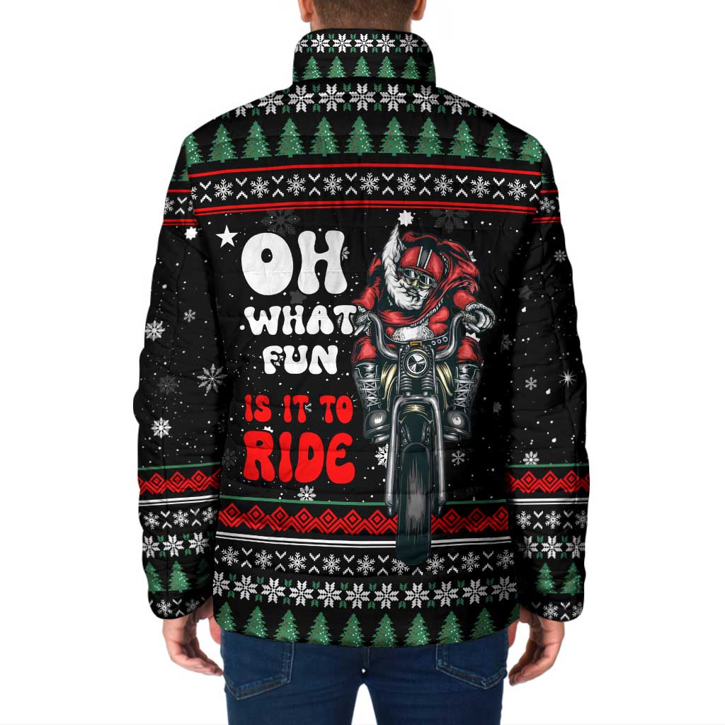Santa And Motor Christmas Padded Jacket Xmas Holiday Patterns - Wonder Print Shop
